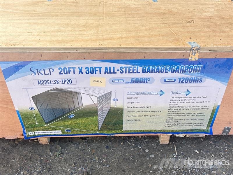 SKLP SK-ZP20 20 ft x 30 ft All-Steel Enclosed Carp Tērauda karkasa ēkas