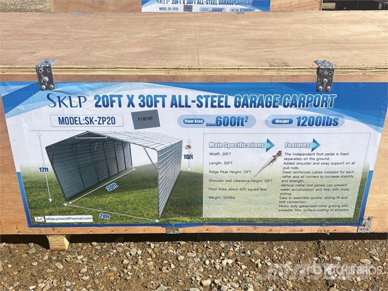  SKLP SK-ZP20 20 ft x 30 ft All-Steel Enclosed Carp المباني الإطار الصلب