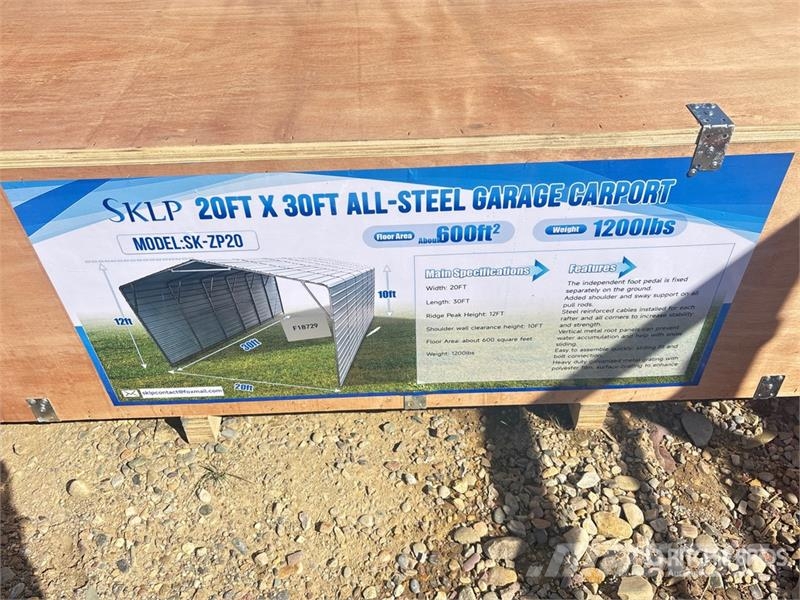 SKLP SK-ZP20 20 ft x 30 ft All-Steel Enclosed Carp Tērauda karkasa ēkas