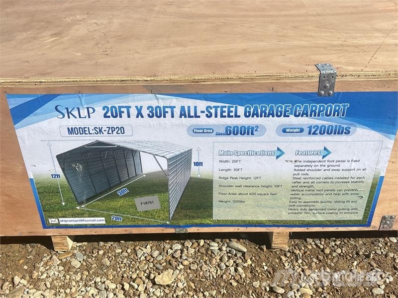 SKLP SK-ZP20 20 ft x 30 ft All-Steel Enclosed Carp Tērauda karkasa ēkas