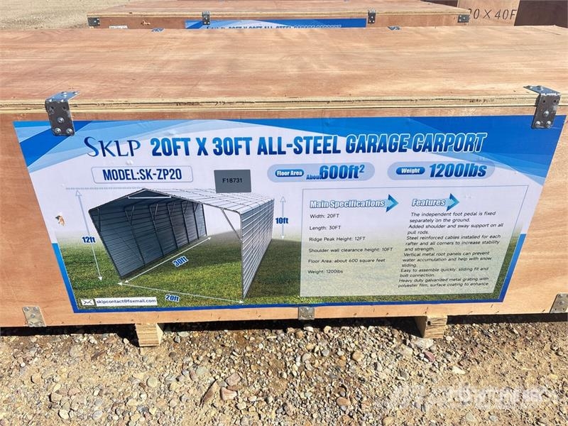 SKLP SK-ZP20 20 ft x 30 ft All-Steel Enclosed Carp Tērauda karkasa ēkas