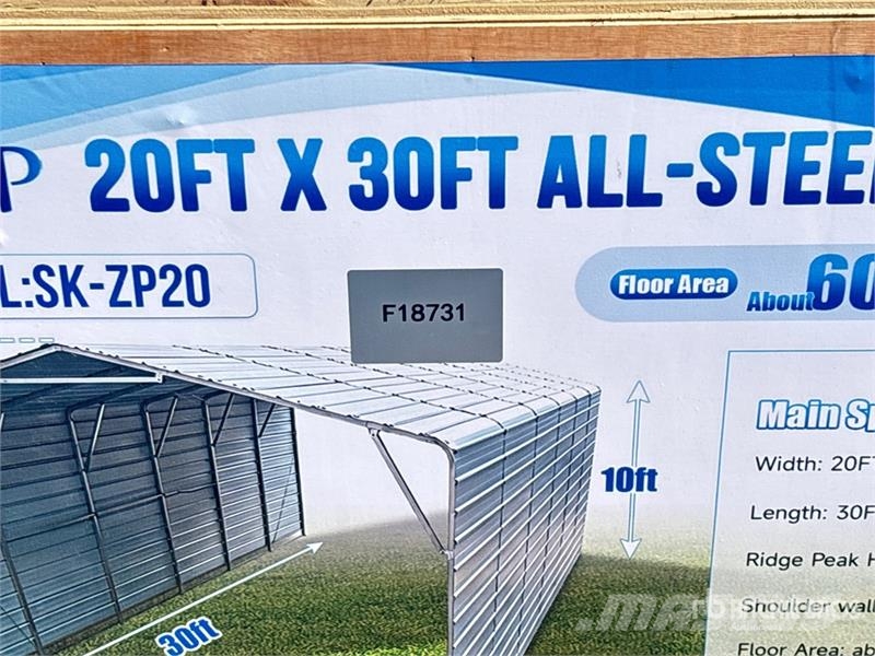 SKLP SK-ZP20 20 ft x 30 ft All-Steel Enclosed Carp Tērauda karkasa ēkas