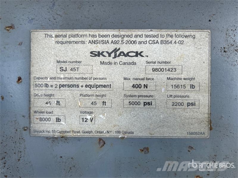 SkyJack SJ45T 4WD Diesel Telescopic Boom Lift Teleskopiskie pacēlāji