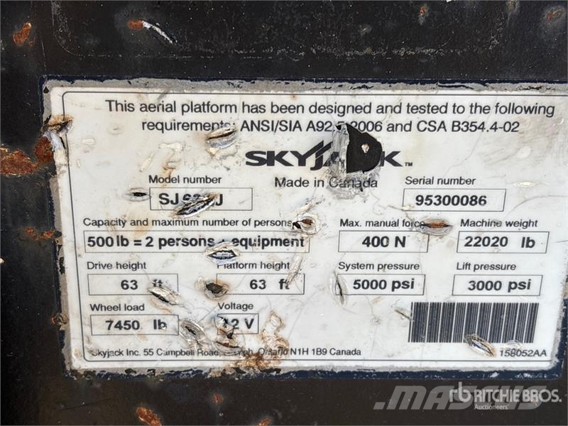 SkyJack SJ63AJ Karos emelők