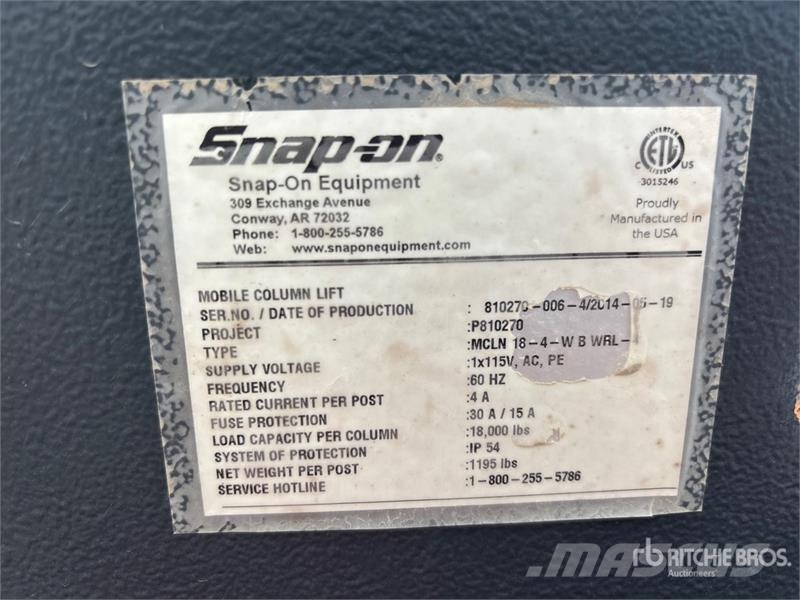 Snap On Set of Mobile Column Vehicle Lift (Inopera Būvniecība- Citi