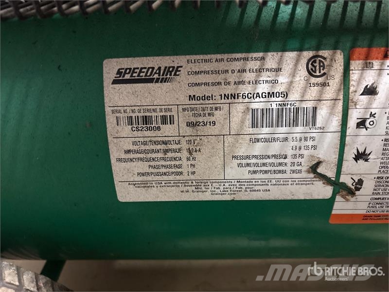  Speedaire 1NNF6 5.5 cfm Electric 20 gal Air Compre مكابس