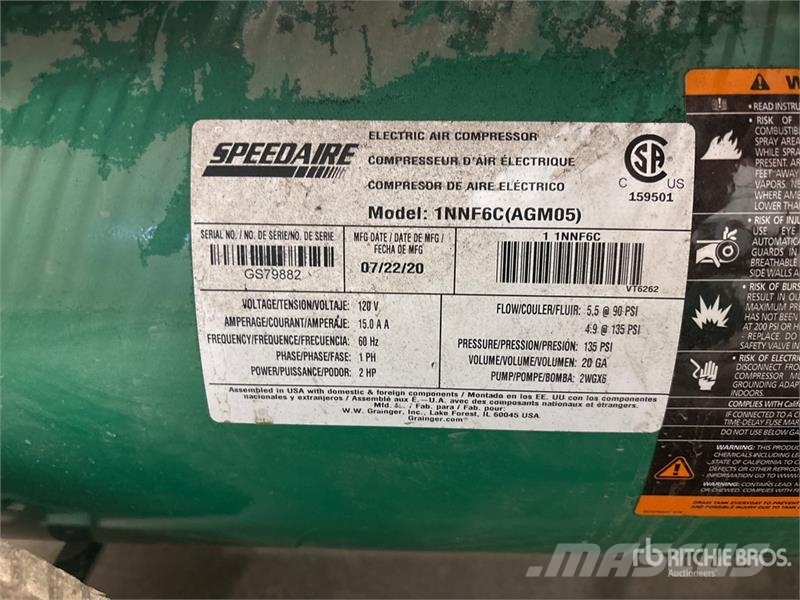  Speedaire 1NNF6C 5.5 cfm Mobile Electric 20 gal Ai مكابس