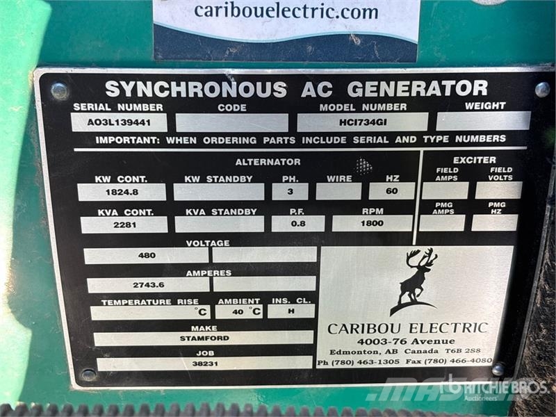 Stamford HC1734G1 1824.8 kW Skid-Mounted Generator Set Generadores diesel