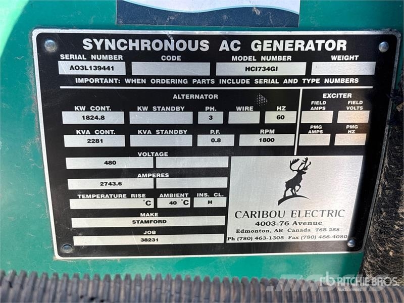 Stamford HC1734G1 1824.8 kW Skid-Mounted Generator Set Generadores diesel