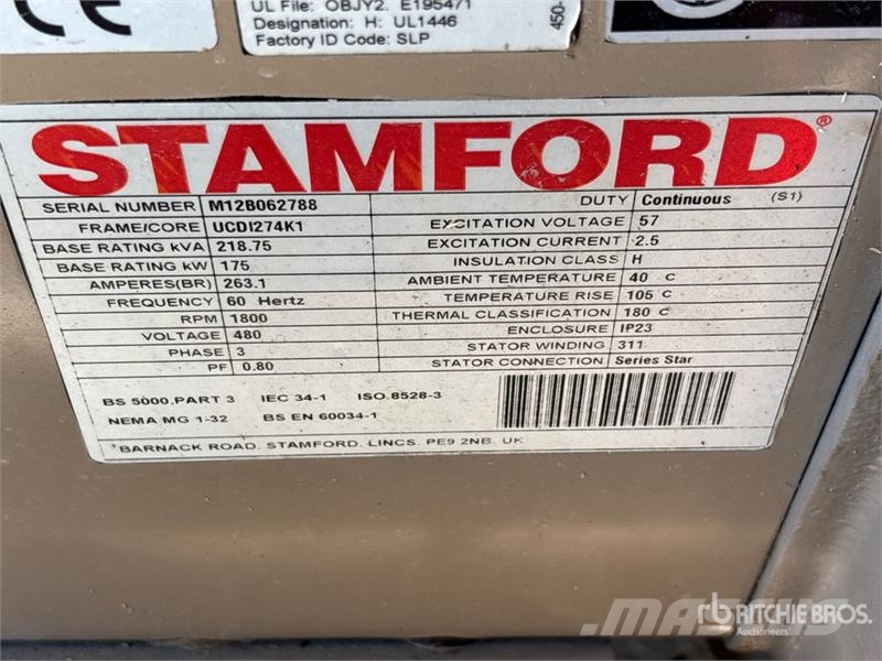 Stamford UCDI274K1 175 kW Skid-Mounted Enclosed Generator S مولدات ديزل