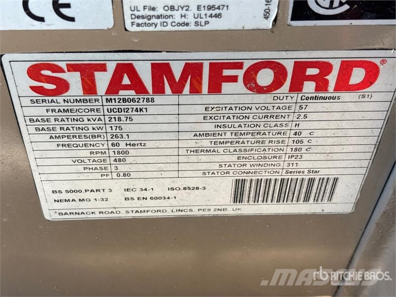 Stamford UCDI274K1 175 kW Skid-Mounted Enclosed Generator S مولدات ديزل
