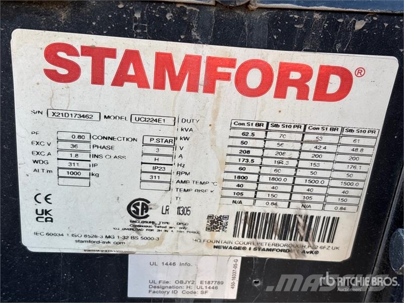 Stamford UCI224E1 56 kW Skid-Mounted Generator Set Dizel Jeneratörler