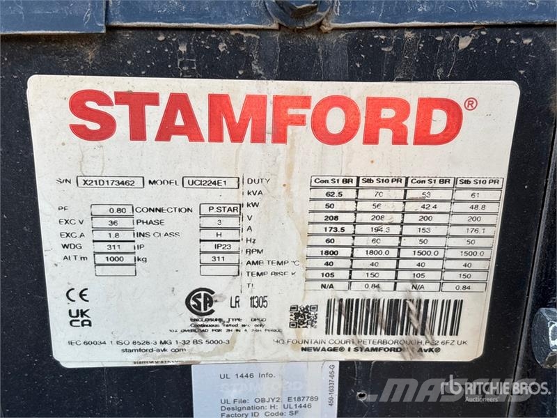 Stamford UCI224E1 56 kW Skid-Mounted Generator Set Dizel Jeneratörler