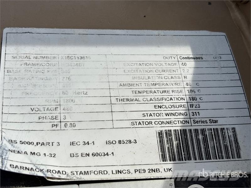 Stamford UCI434DT 276 kW Skid-Mounted Generator Set Diesel Generators