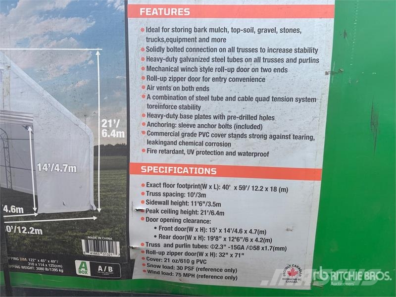 StanForge DT4061 40 ft x 60 ft Dual Truss Storage Ατσάλινο πλαίσιο κτιρίων