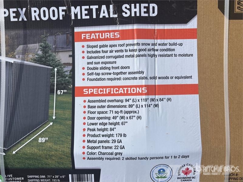 StanForge MS0810 8 ft x 10 ft Galvanized Apex Roof Stahlrahmenaufbauten