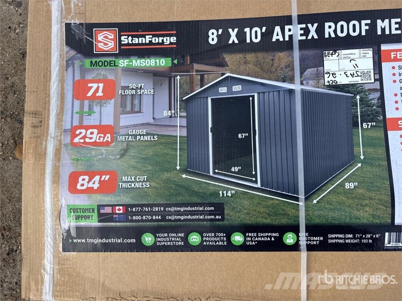 StanForge MS0810 8 ft x 10 ft Galvanized Apex Roof Stahlrahmenaufbauten