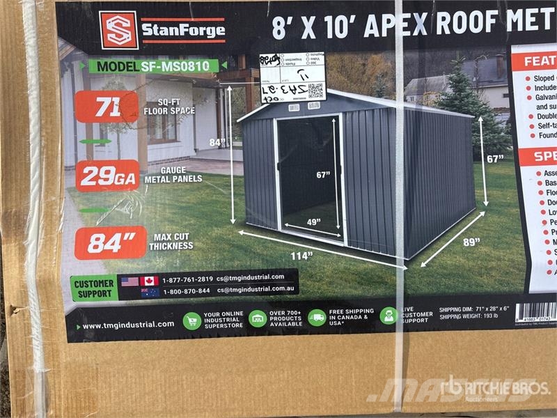 StanForge MS0810 8 ft x 10 ft Galvanized Apex Roof Stahlrahmenaufbauten