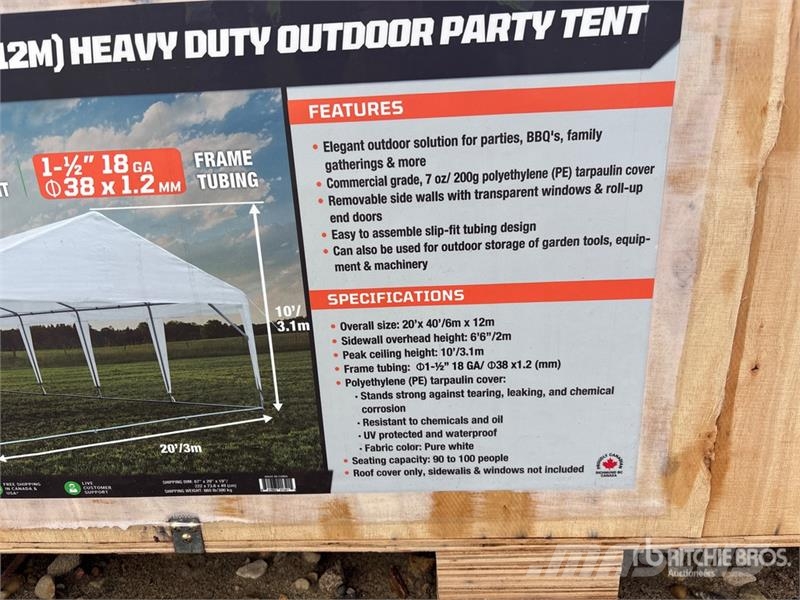 StanForge PT2040A 20 ft x 40 ft Outdoor Party Tent Andre hengere