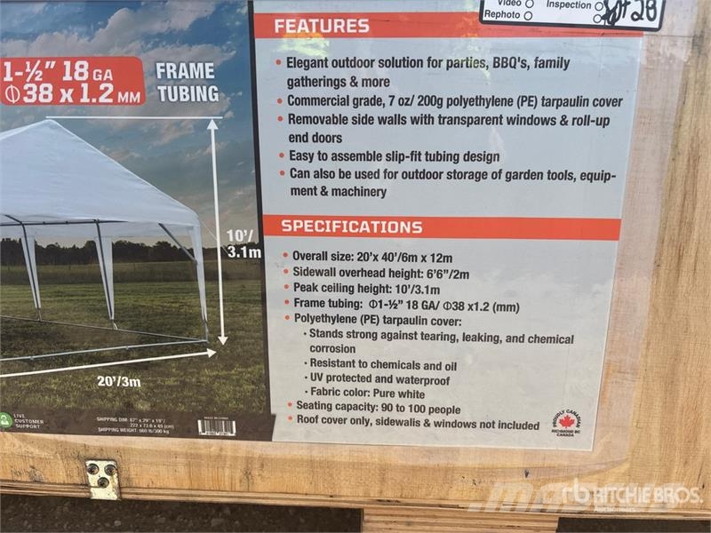 StanForge PT2040A 20 ft x 40 ft Outdoor Party Tent Kitos priekabos