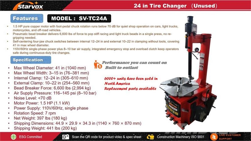  STARVOX SV-TC24A 24 in Tire Changer (Unused) Sonstige Baumaschinen