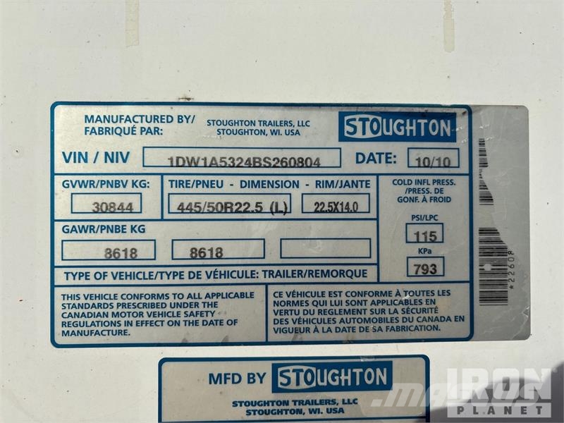 Stoughton 53 ft x 102 in T/A Van Trailer Fast kasse