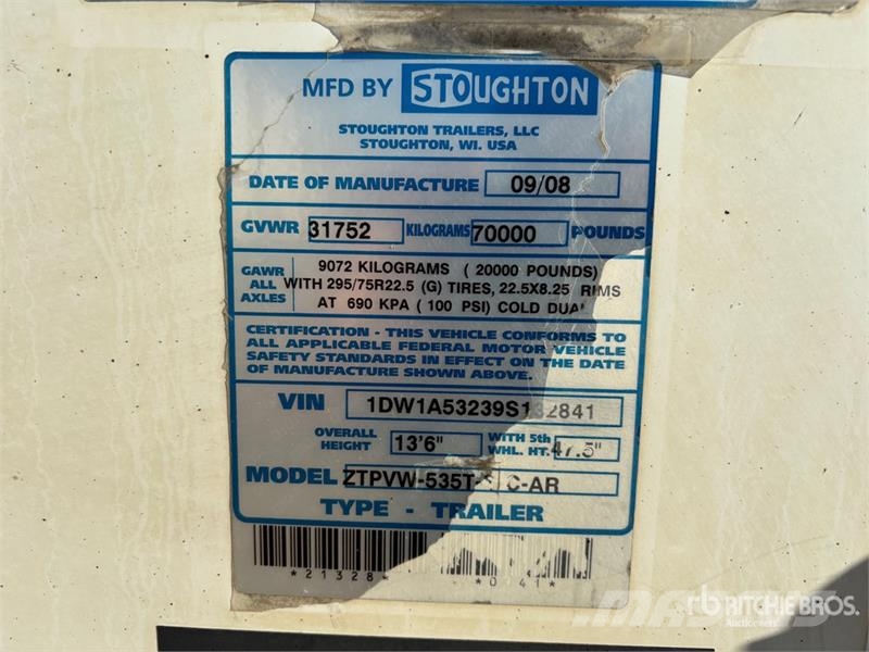 Stoughton 53 ft x 102 in T/A Van Trailer Dengtos priekabos