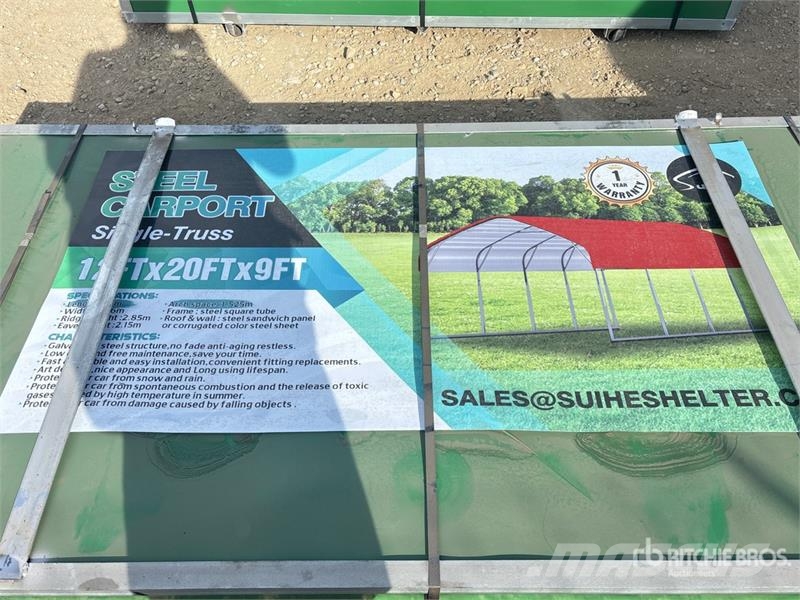 Suihe M122009P 12 ft x 20 ft Light Steel Carport (Unused Stahlrahmenaufbauten