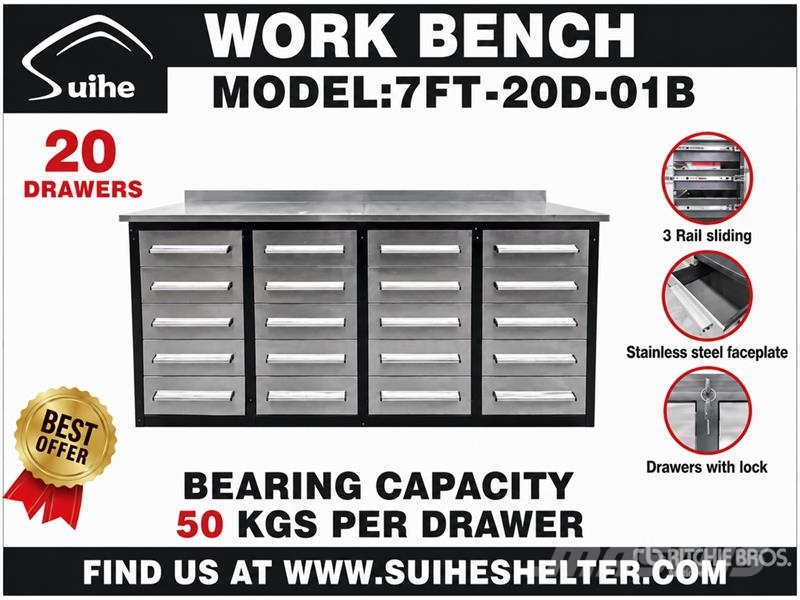 Suihe NWB-20DS -7 7 ft 20-Drawer Workbench (Unused) Ostatní komponenty