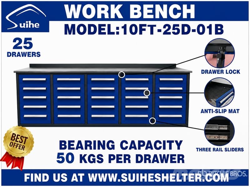 Suihe NWB-25DB-10 9 ft 5 in 25-Drawer Workbench (Unused) 기타 부품  