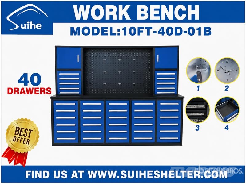 Suihe NWB-H40DB-10 9 ft 4 in 40-Drawer Workbench (Unused Other components