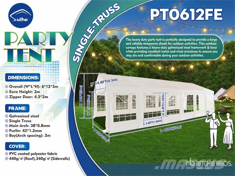 Suihe PT0612FB 40 ft x 20 ft Commercial Party Tent (Unus مقطورات أخرى