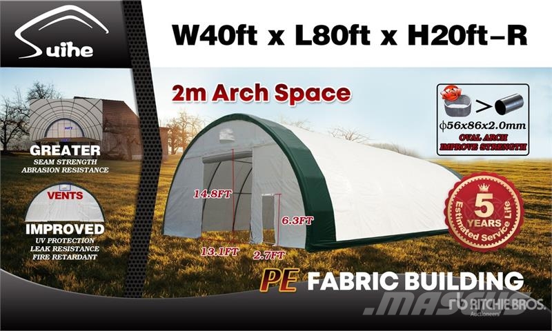 Suihe S408020R-300gPE 40 ft x 80 ft x 20 ft Storage Buil Edificación de acero