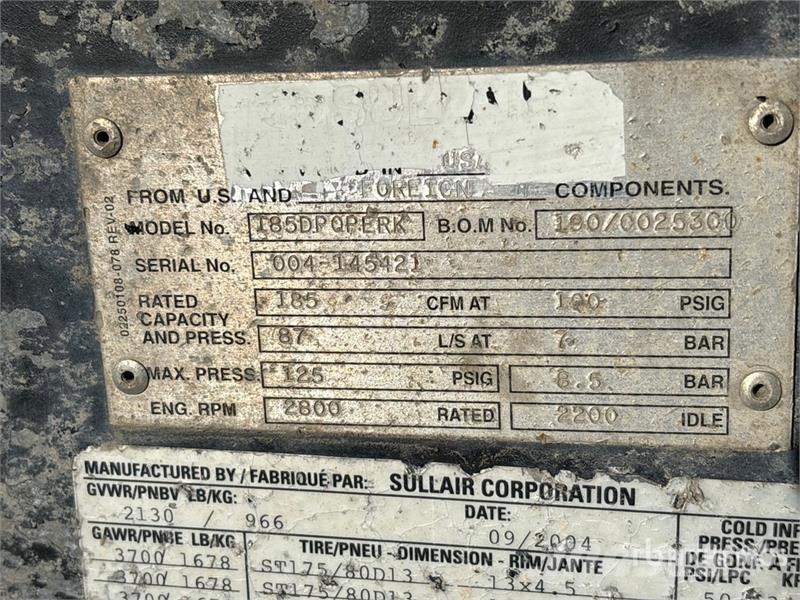 Sullair 185DPQPERK Kompressorid