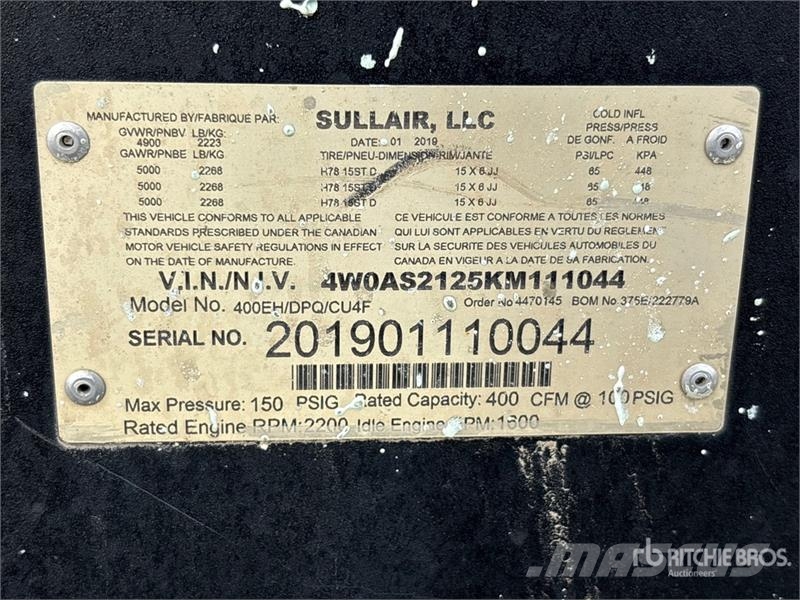 Sullair 400EH/DPQ/CU4F 400 cfm Mobile Air Compressor Compressori