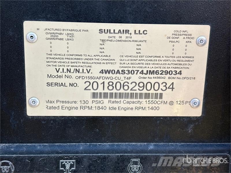 Sullair OFD1550 1550 cfm Mobile Air Compressor Kompressoren