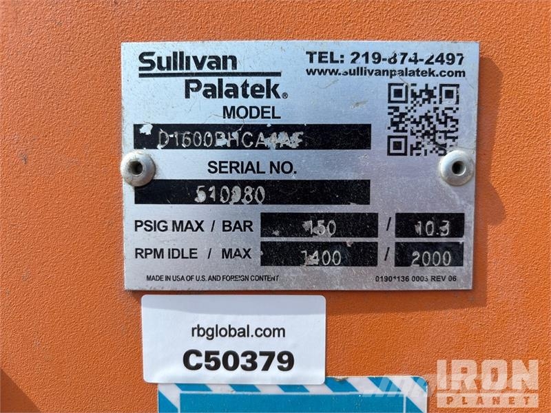 Sullivan D1600PCHA4AF 1800 cfm Mobile Air Compressor (Inope Воздушные компрессоры