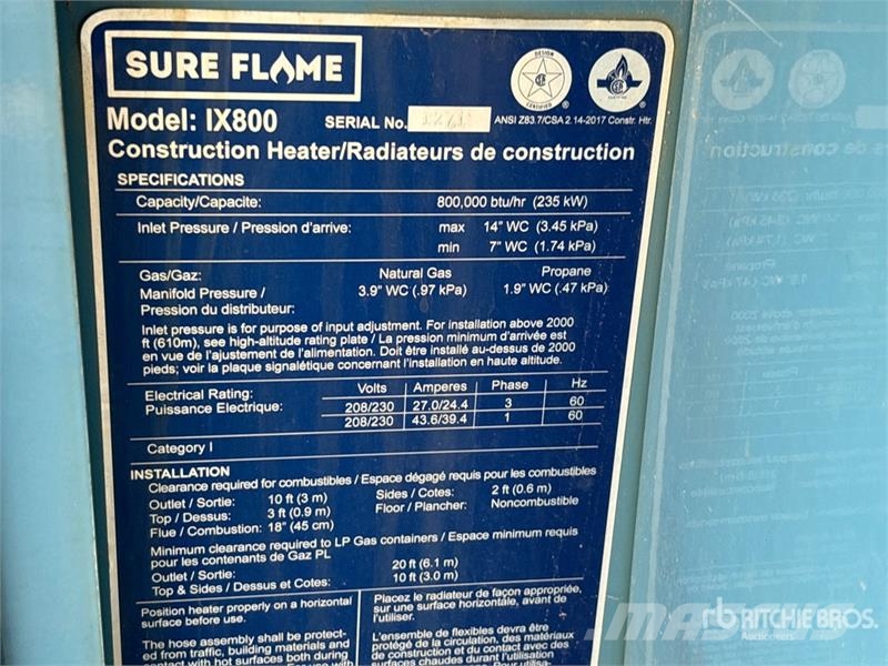 Sure Flame IX800 Εξοπλισμός θέρμανσης και ξεπαγώματος