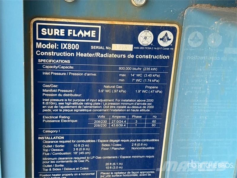 Sure Flame IX800 Εξοπλισμός θέρμανσης και ξεπαγώματος