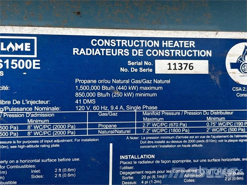 Sure Flame S1500E Heating and thawing equipment