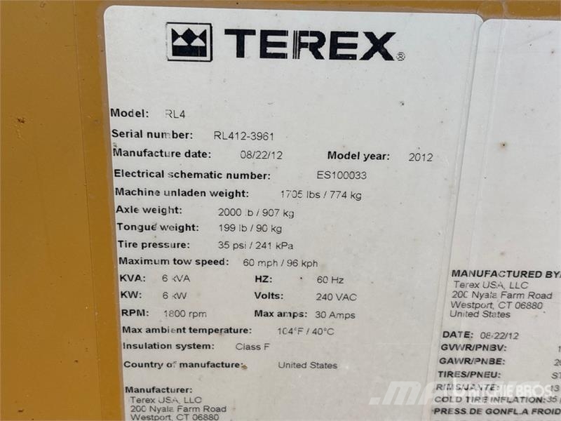 Terex RL4 Освітлювальні вежі