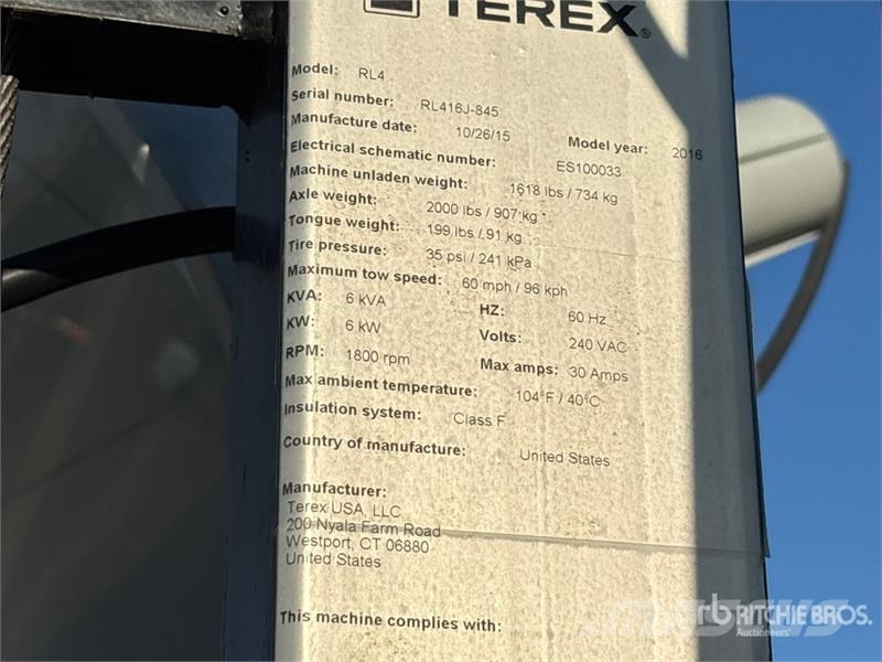 Terex RL4 V2 6 kW Light Tower (Inoperable) Lichtmasten