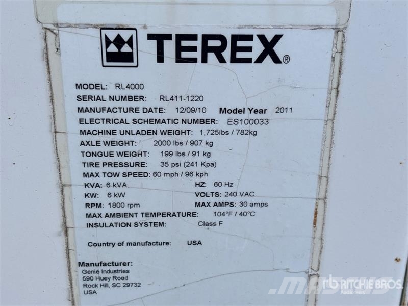 Terex RL4000 Освітлювальні вежі