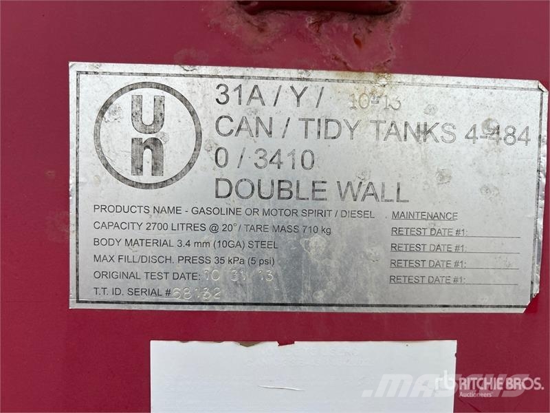 Tidy Tanks 2700 L Skid Mounted Steel Fuel Tank 연료 및 첨가제 탱크