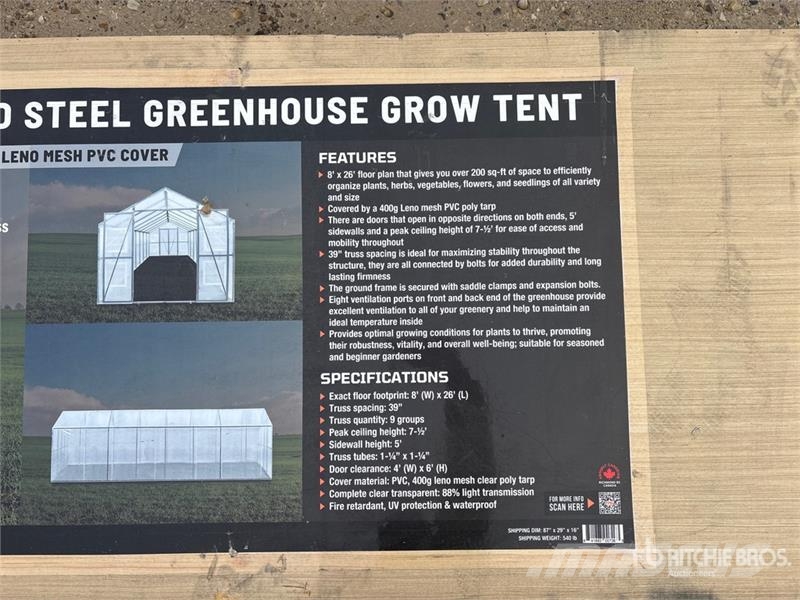 TMG GH826 8 ft x 26 ft Greenhouse (Unused) مكونات أخرى