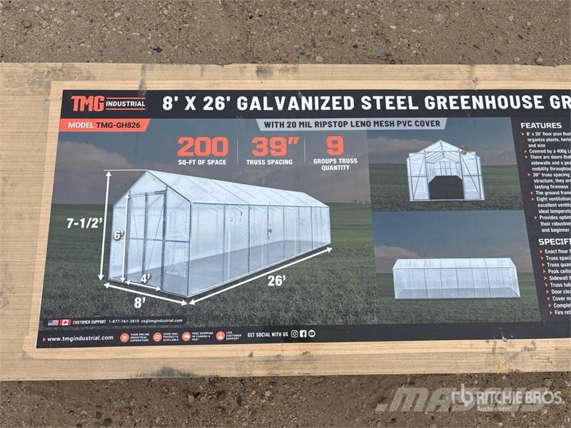 TMG GH826 8 ft x 26 ft Greenhouse (Unused) مكونات أخرى
