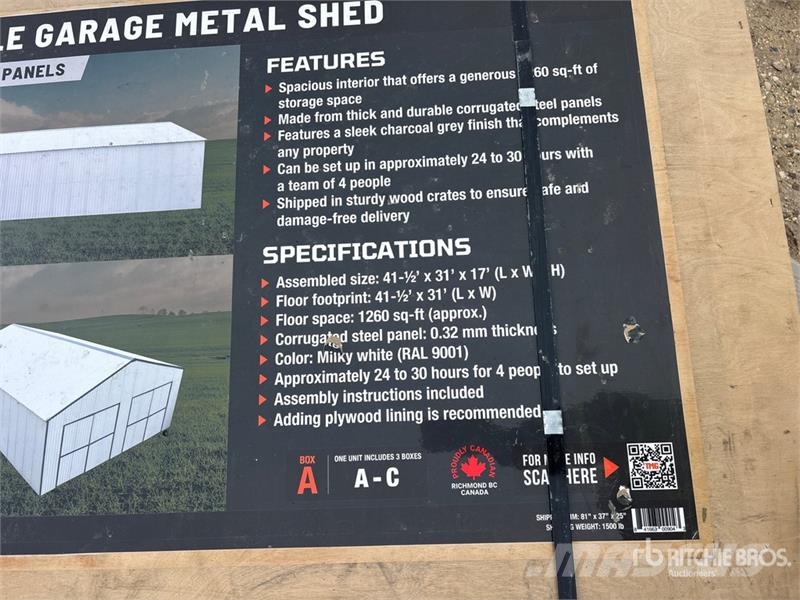 TMG MS3040 30 ft x 40 ft Double Garage Metal Shed (Unu Stahlrahmenaufbauten
