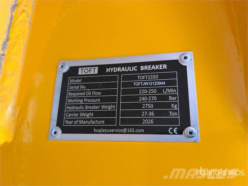 TOFT 1550 Hydraulic Breaker - Fits Excavator (Unus Чукове/Раздробители
