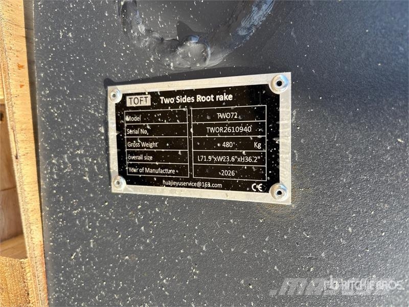 TOFT TWO72 72 in Excavator Rake - Fits 15-30 ton ( Rakes and tedders