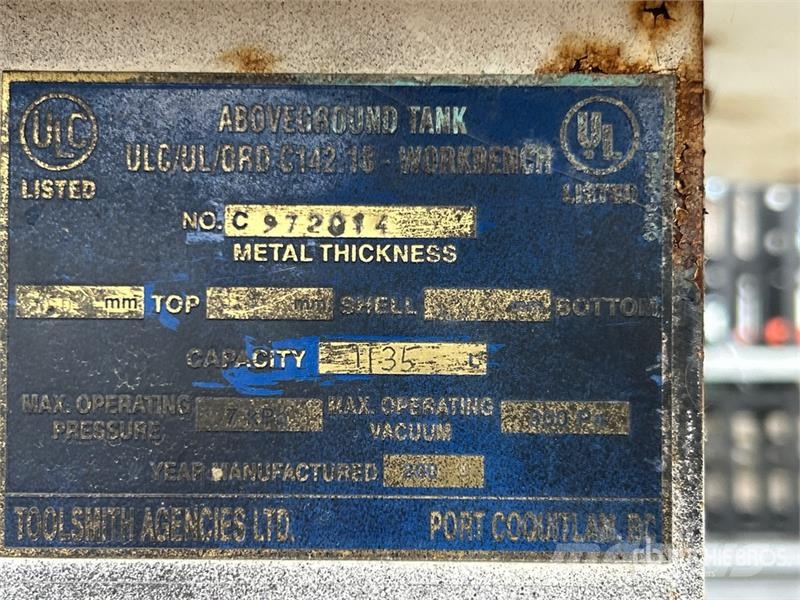 Tool Smith Agencies LTD.  1135 L Steel Oil Tank Fuel and additive tanks